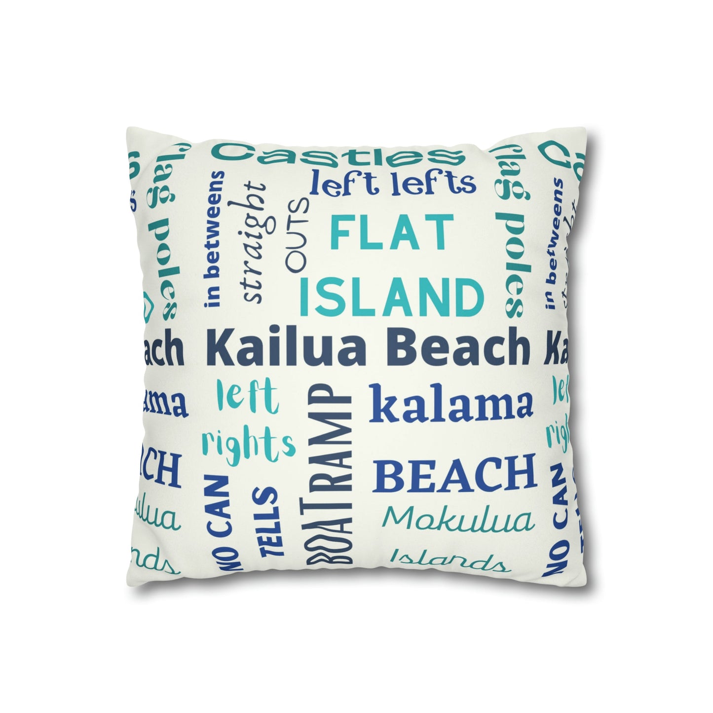 Faux Suede Square Pillow Case Surf Breaks & Beaches (4 sizes) - Global Village Kailua Boutique