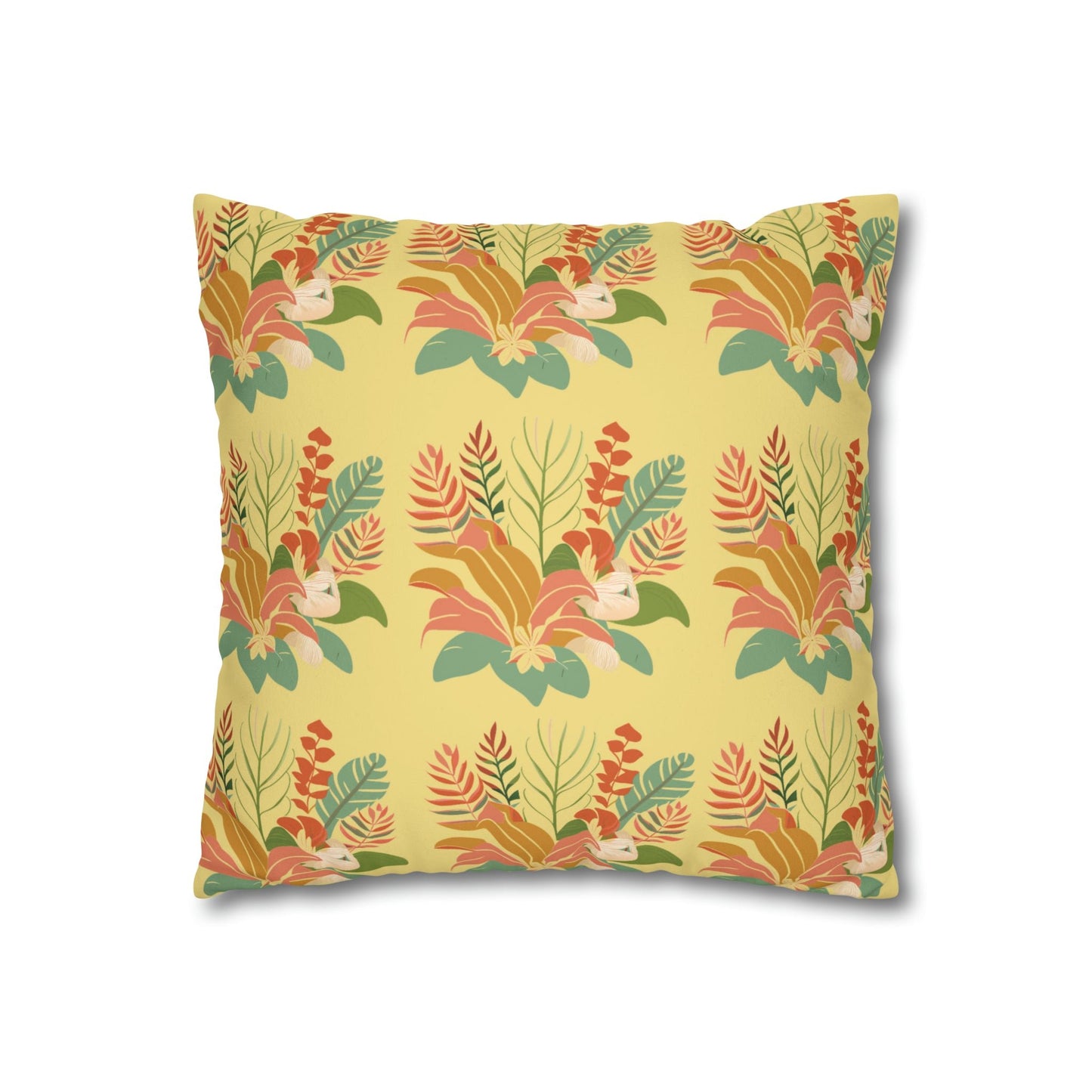 Faux Suede Square Pillow Case Tropical Floral (4 sizes) - Global Village Kailua Boutique