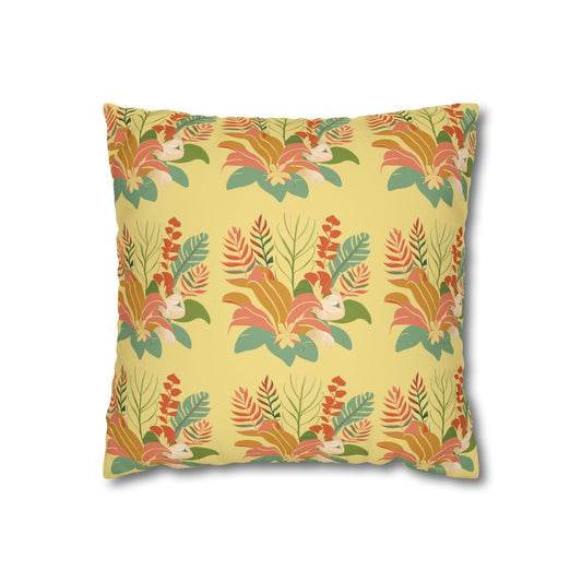 Faux Suede Square Pillow Case Tropical Floral (4 sizes) - Global Village Kailua Boutique