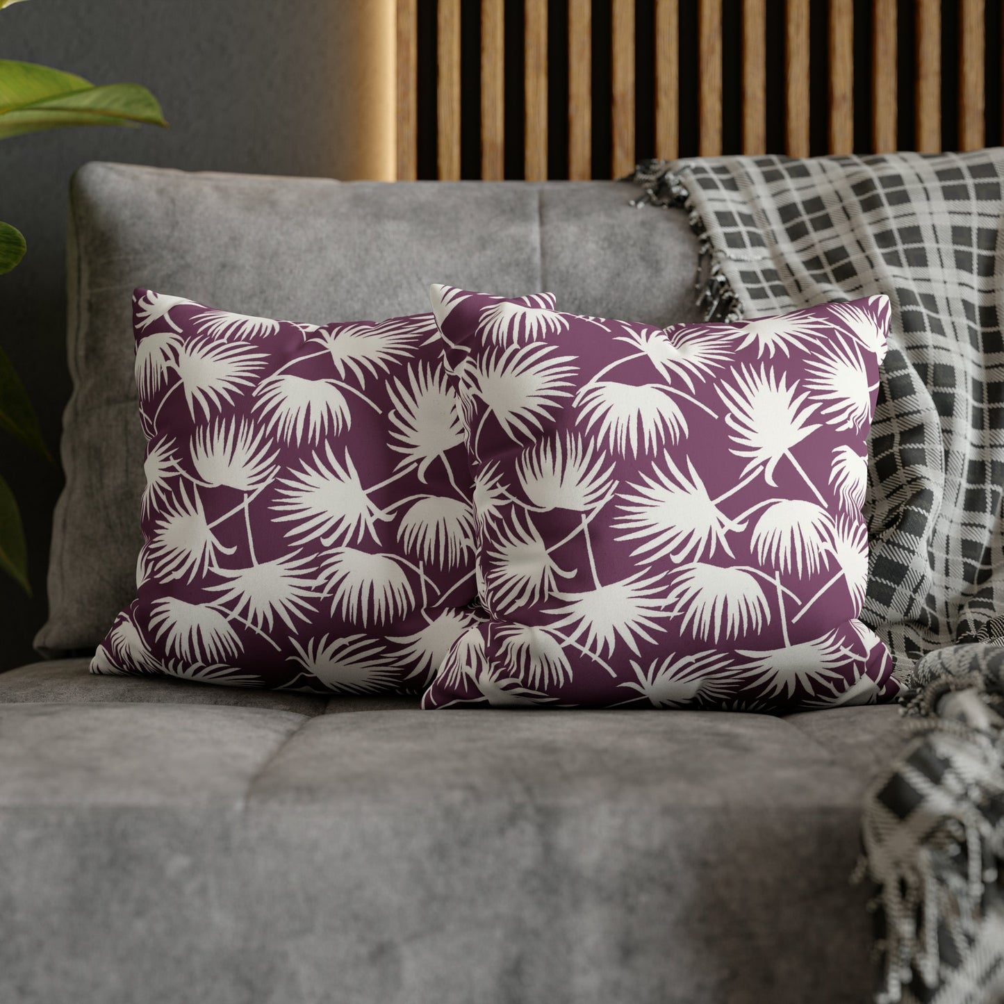 Faux Suede Square Pillow Fan Palm Mulberry (4 sizes) - Global Village Kailua Boutique