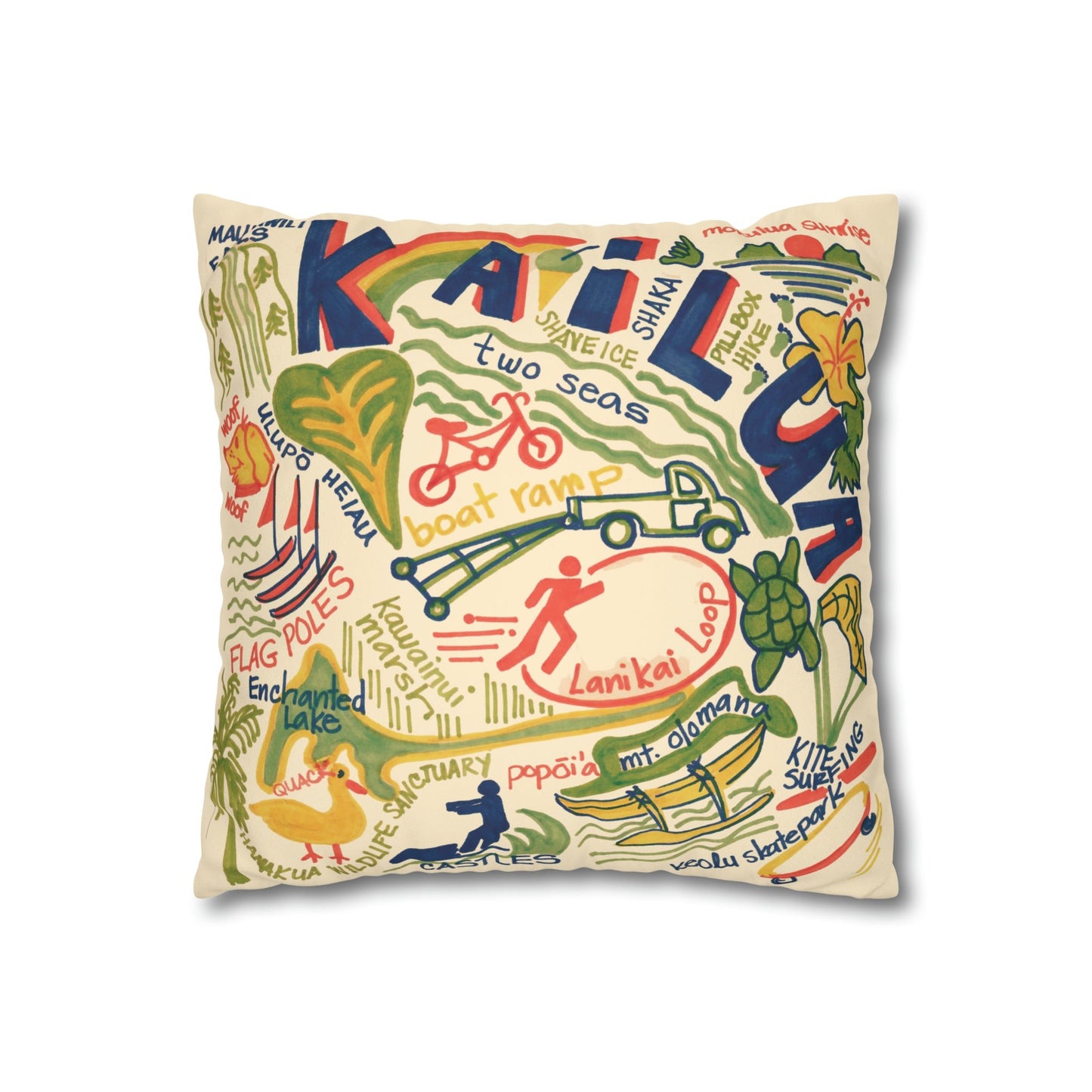 Faux Suede Square Pillow Kailua Things (4 sizes) - Global Village Kailua Boutique