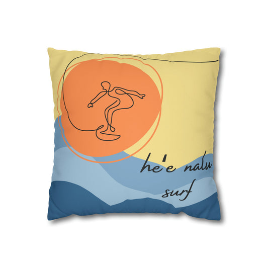 Faux Suede Square Pillow Surf Sketch (4 sizes) - Global Village Kailua Boutique