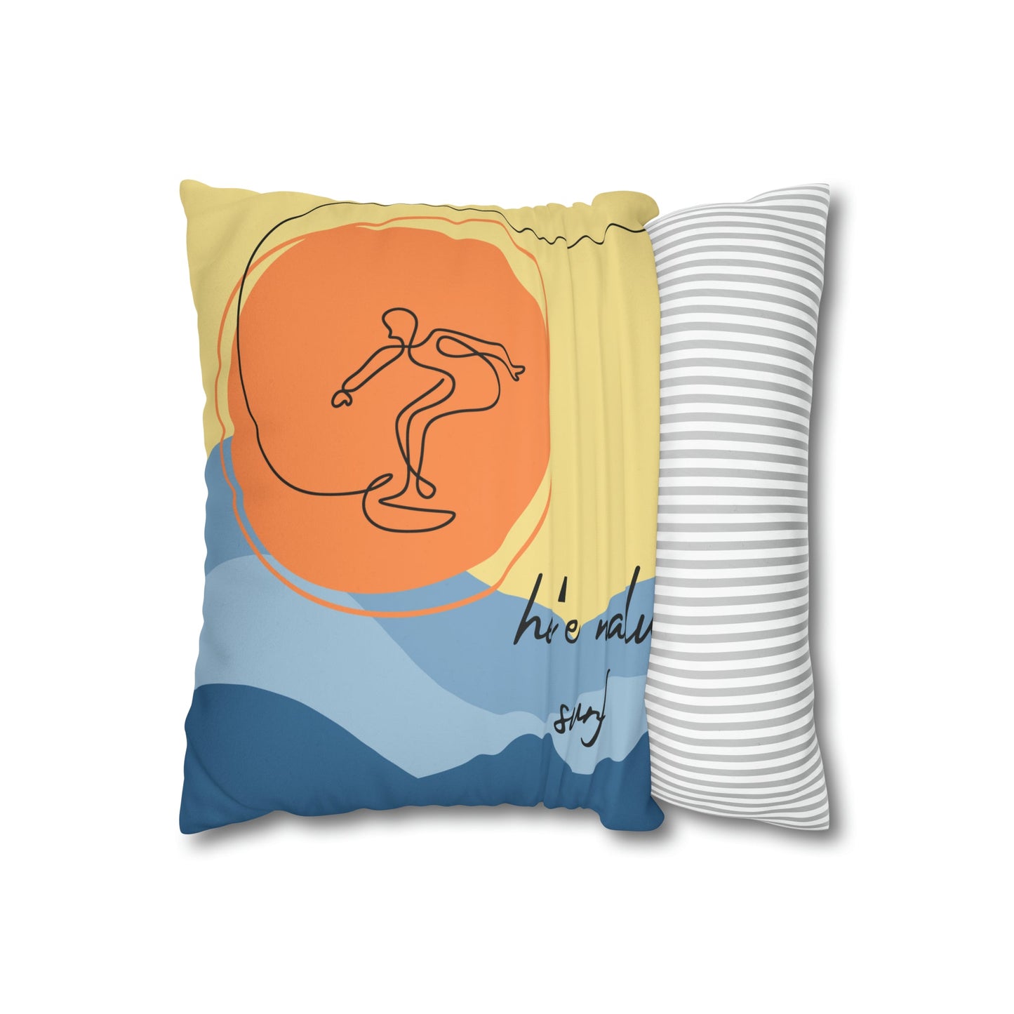 Faux Suede Square Pillow Surf Sketch (4 sizes) - Global Village Kailua Boutique