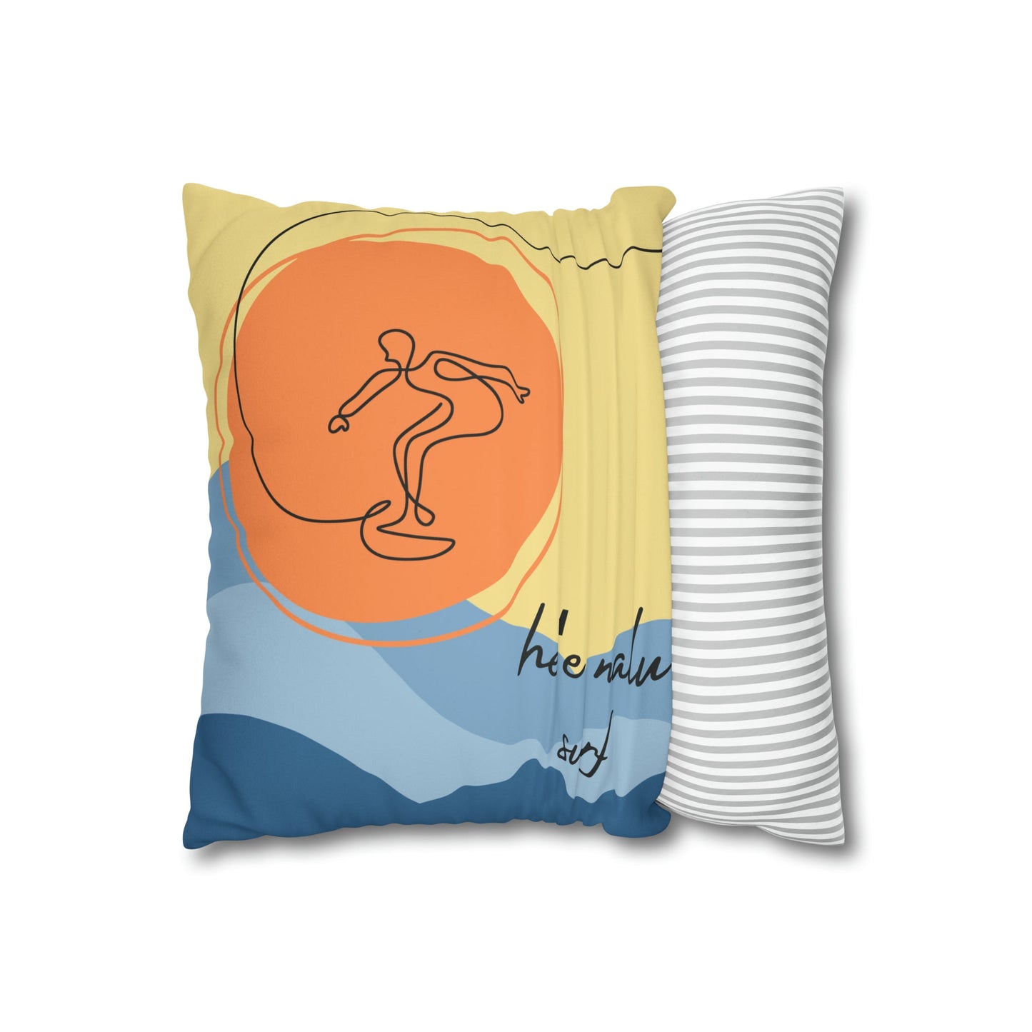 Faux Suede Square Pillow Surf Sketch (4 sizes) - Global Village Kailua Boutique