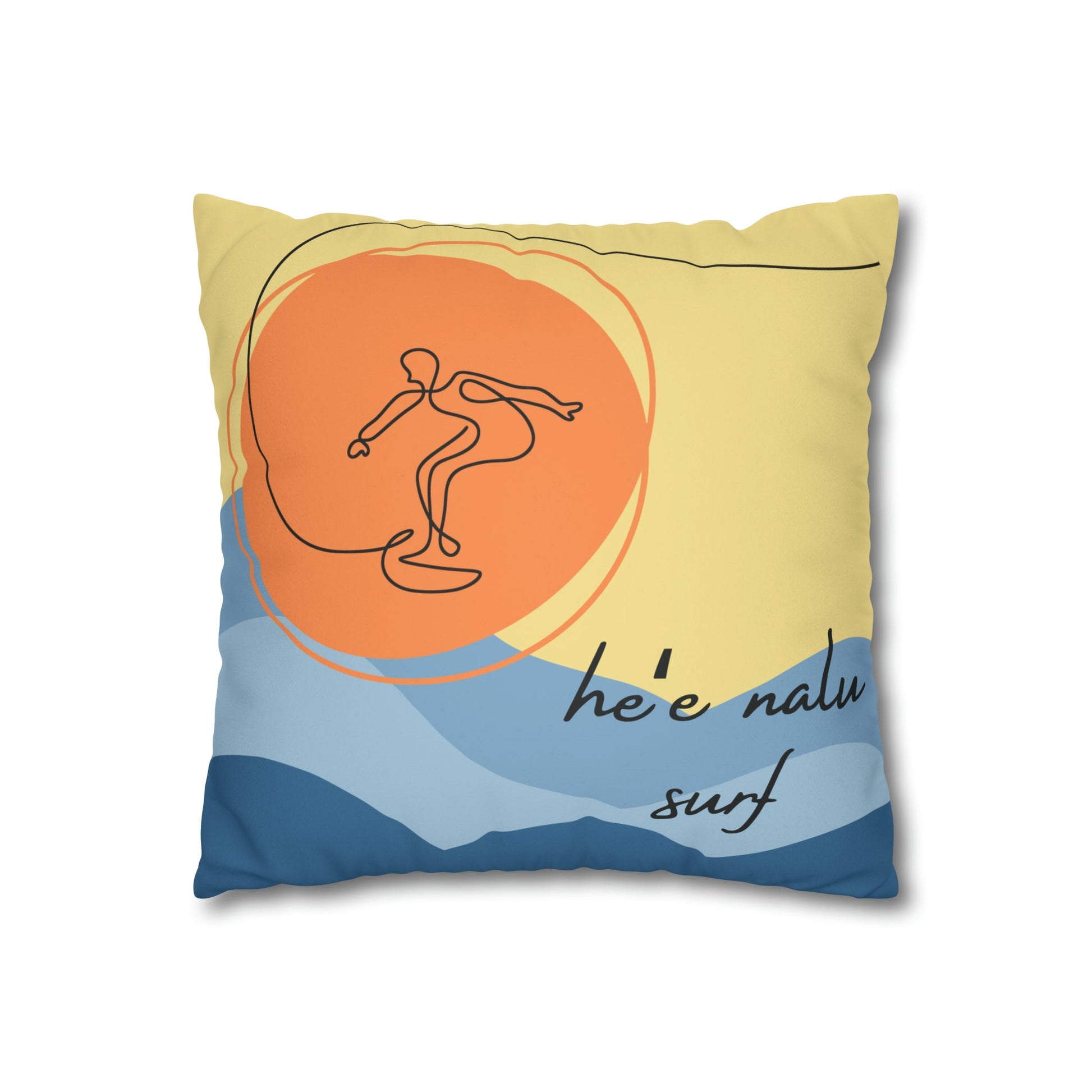 Faux Suede Square Pillow Surf Sketch (4 sizes) - Global Village Kailua Boutique
