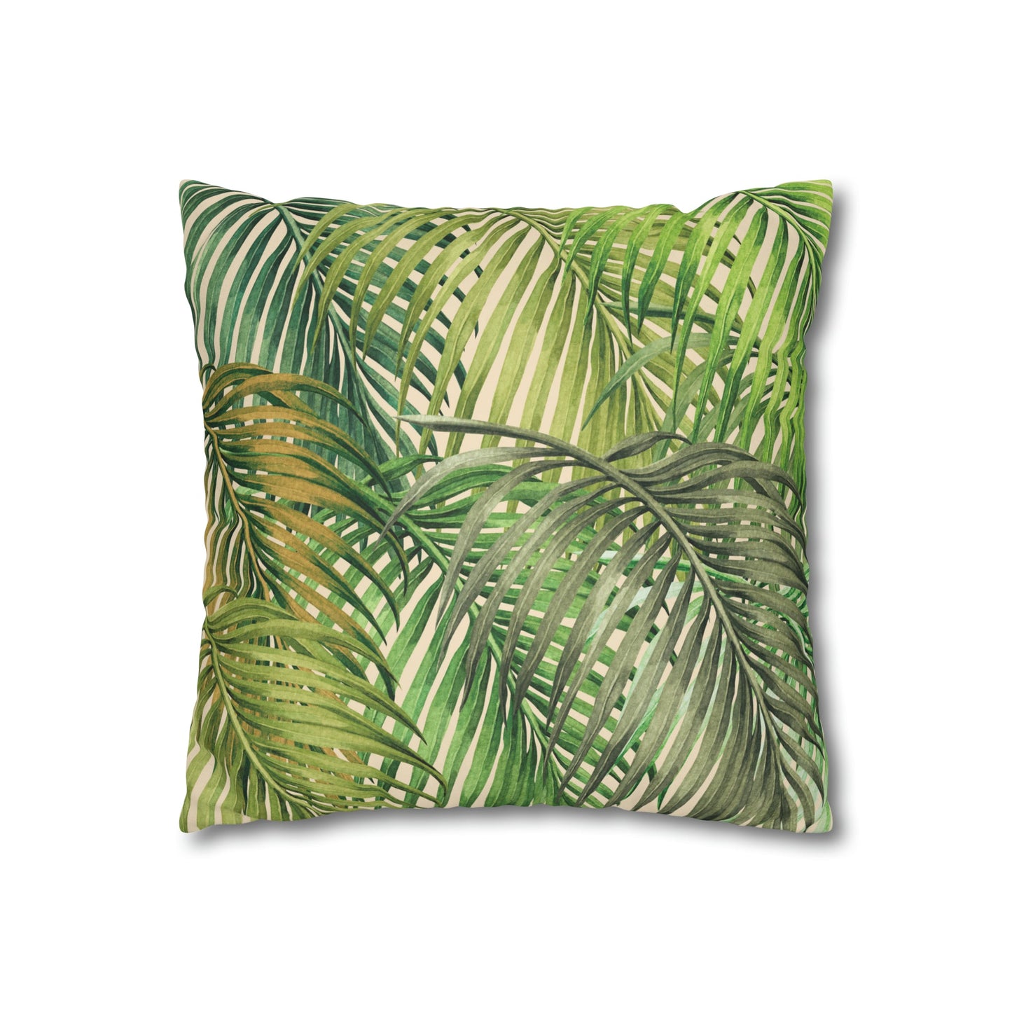 Faux Suede Square Pillow Watercolor Palm Leaf (4 sizes) - Global Village Kailua Boutique