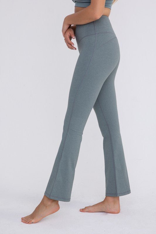 Flare Swoop Back High-Waisted Leggings - Global Village Kailua Boutique
