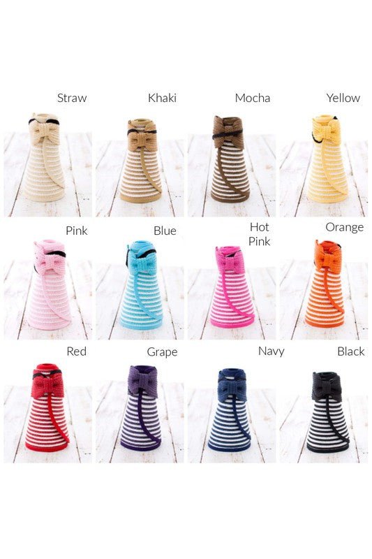 Foldable Bow Stripe Visor - Global Village Kailua Boutique