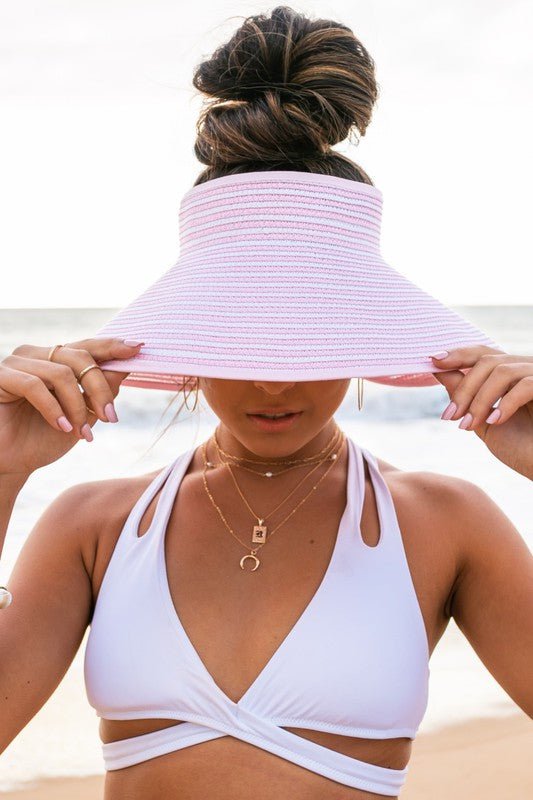 Foldable Bow Stripe Visor - Global Village Kailua Boutique