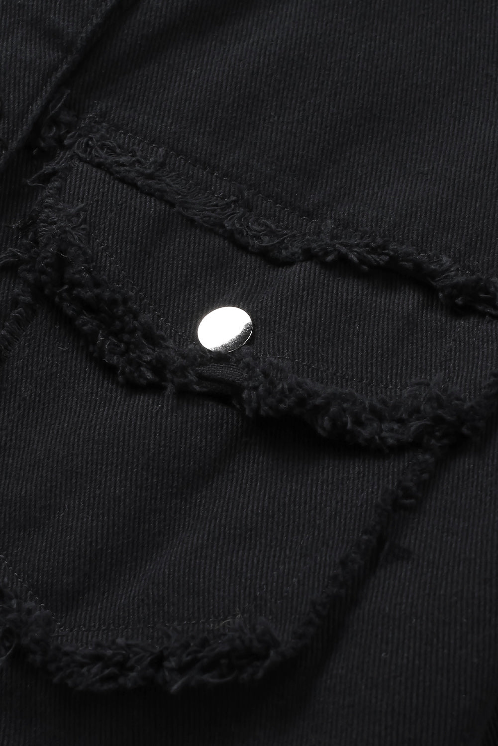 Frayed Trim Snap Down Denim Jacket - Global Village Kailua Boutique