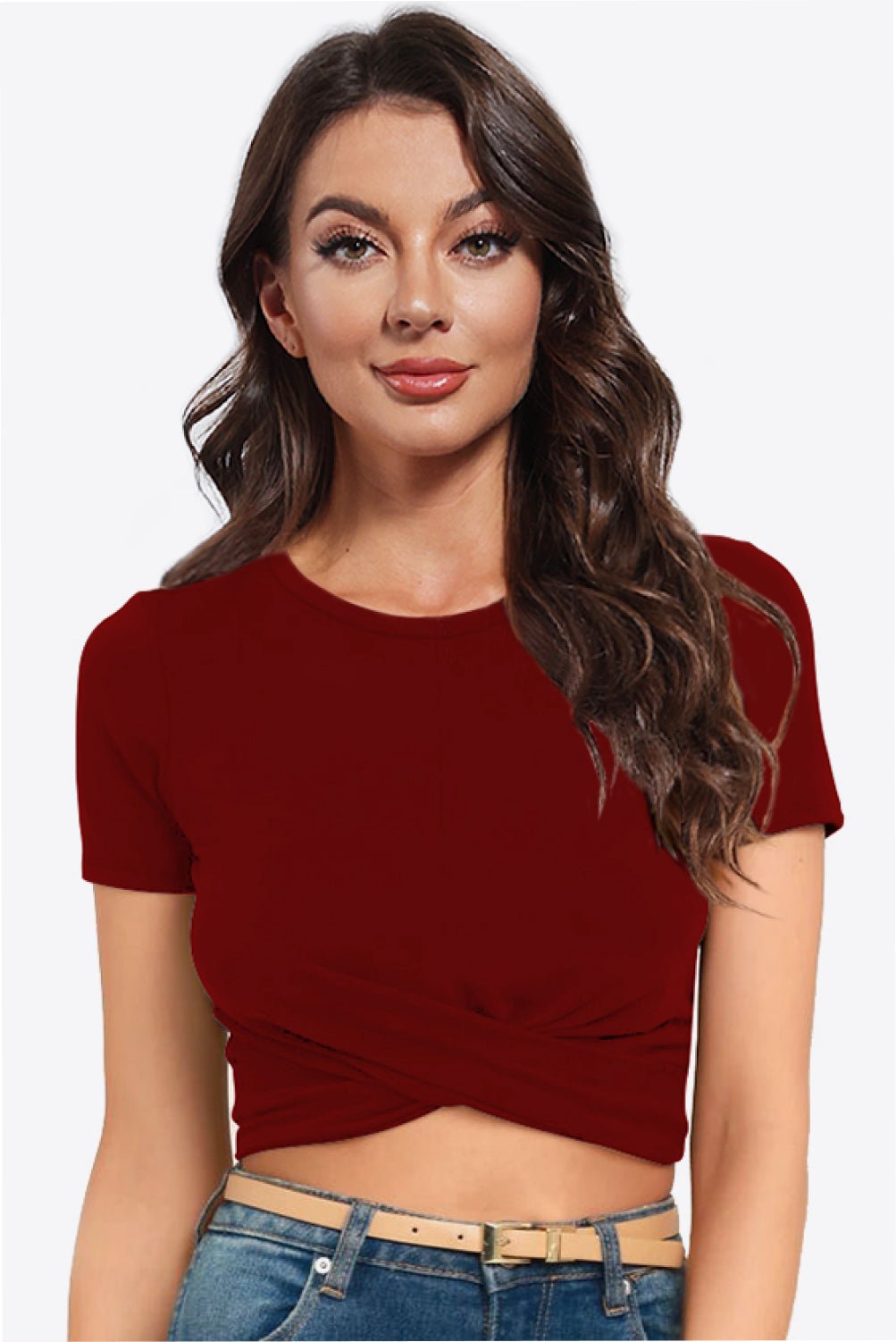 Front Cross Crop Tee - Global Village Kailua Boutique