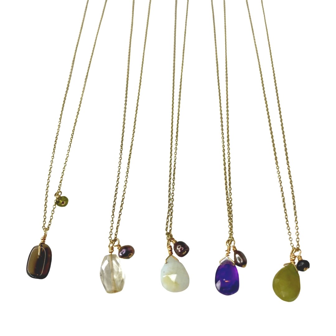 Gem Charm 14KT Gold Filled Necklace 18" - Global Village Kailua Boutique