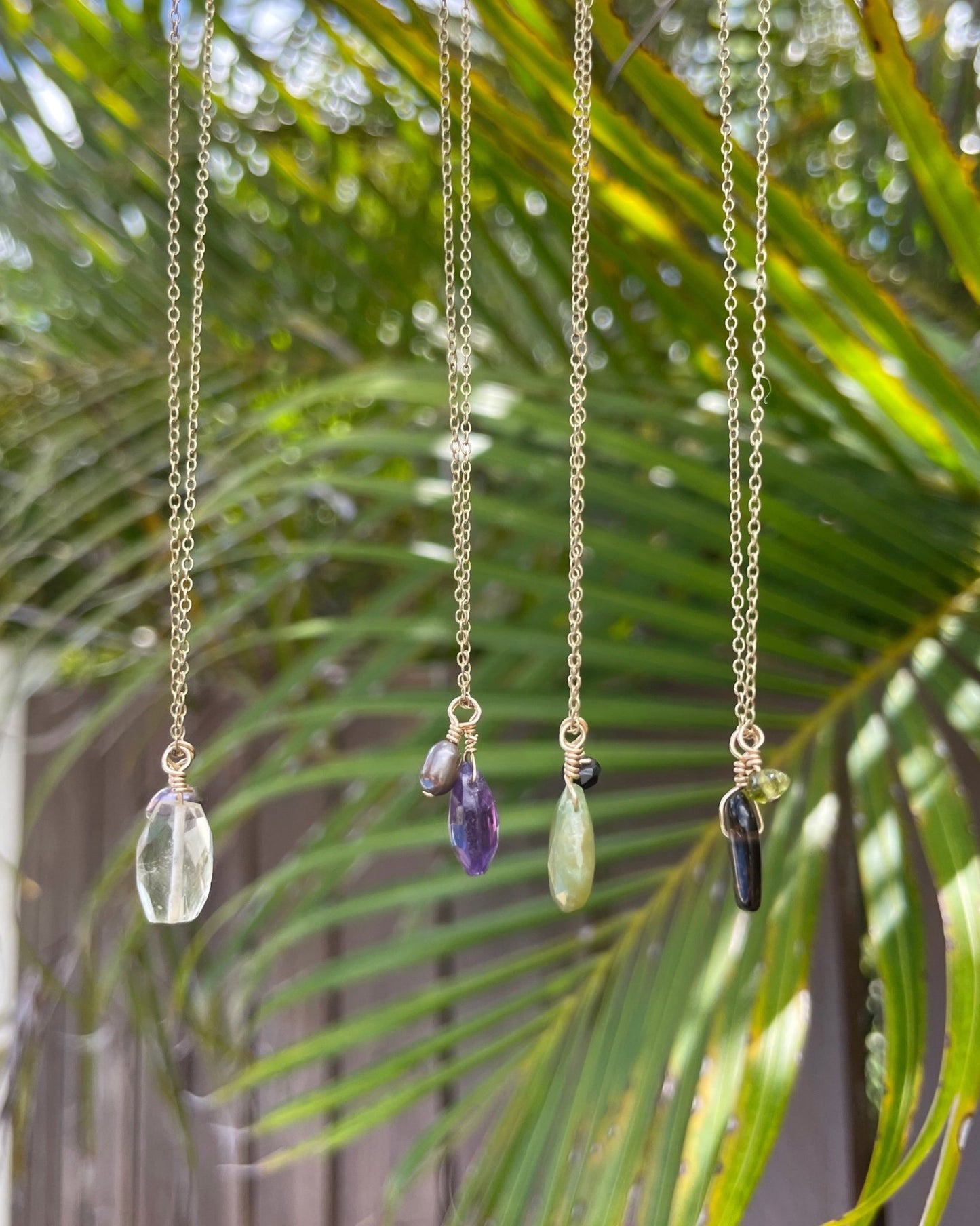 Gem Charm 14KT Gold Filled Necklace 18" - Global Village Kailua Boutique