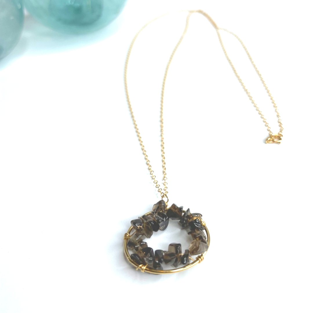 Gemstone Chip Nani Necklace 14KT Gold Filled 30" - Global Village Kailua Boutique