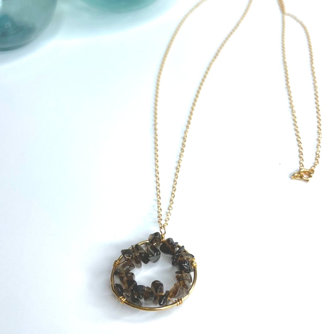 Gemstone Chip Nani Necklace 14KT Gold Filled 30" - Global Village Kailua Boutique