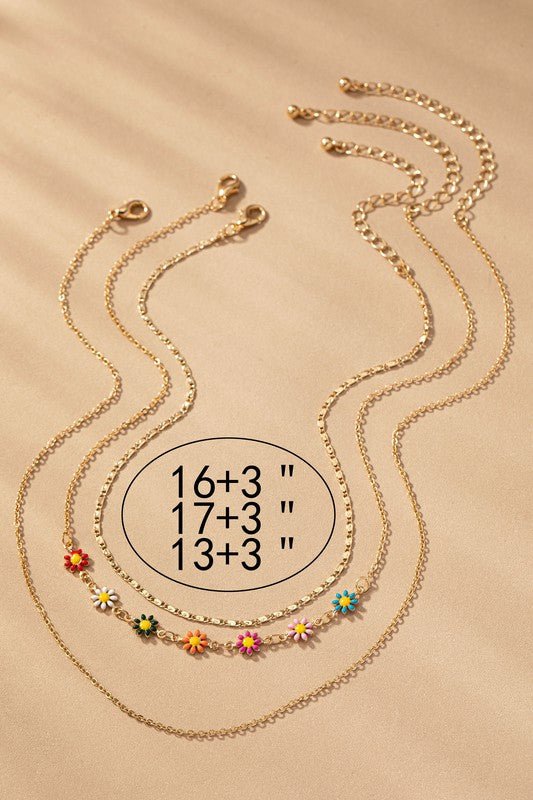 Gold Chain and Daisy Flower Necklace Set - Global Village Kailua Boutique