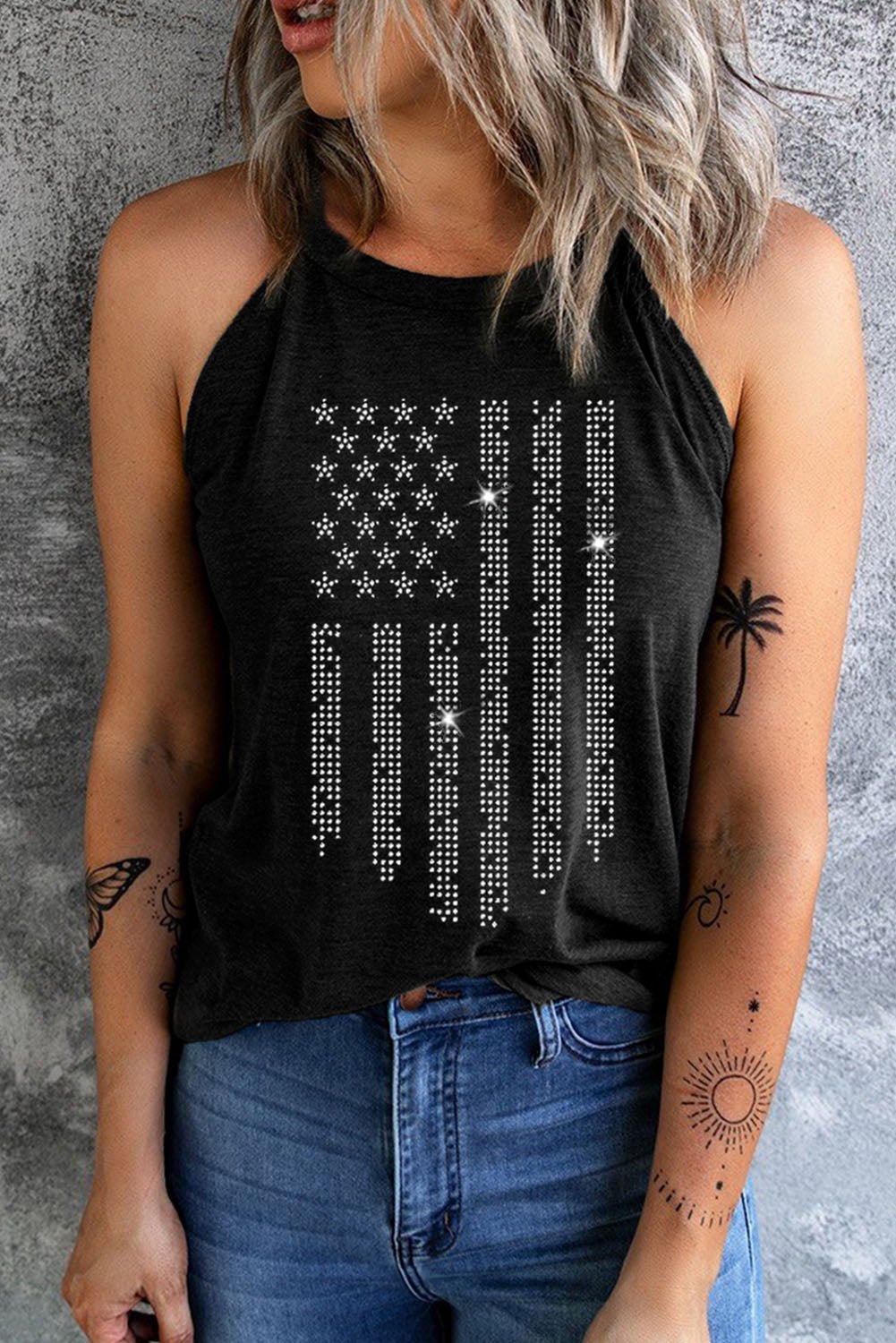 Graphic Grecian Neck Tank - Global Village Kailua Boutique