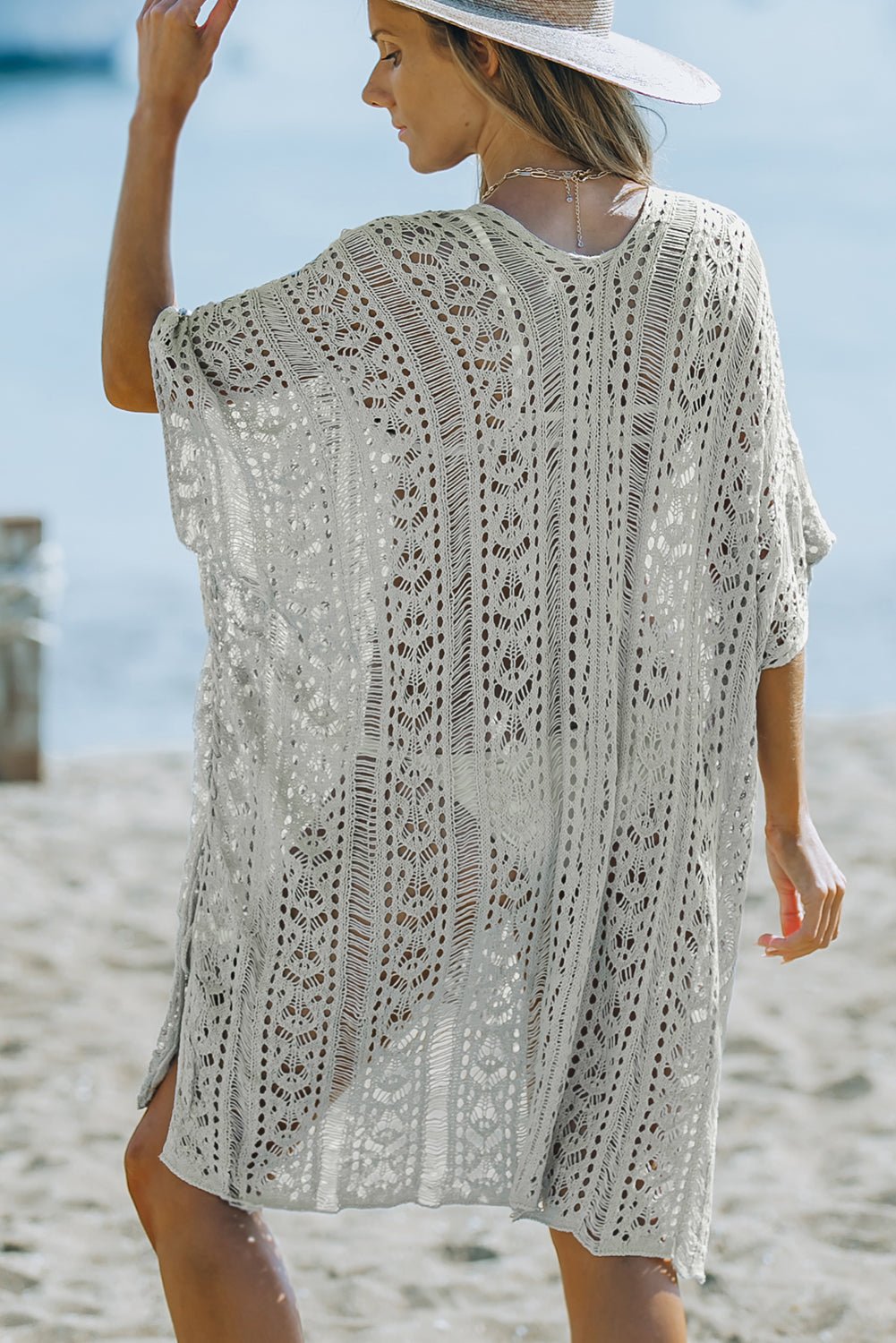 Gray Lace V-Neck Cover Up - Global Village Kailua Boutique