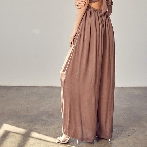 Halter Neck Back Tie Jumpsuit Global Village Kailua Boutique