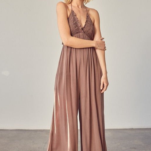 Halter Neck Back Tie Jumpsuit Global Village Kailua Boutique