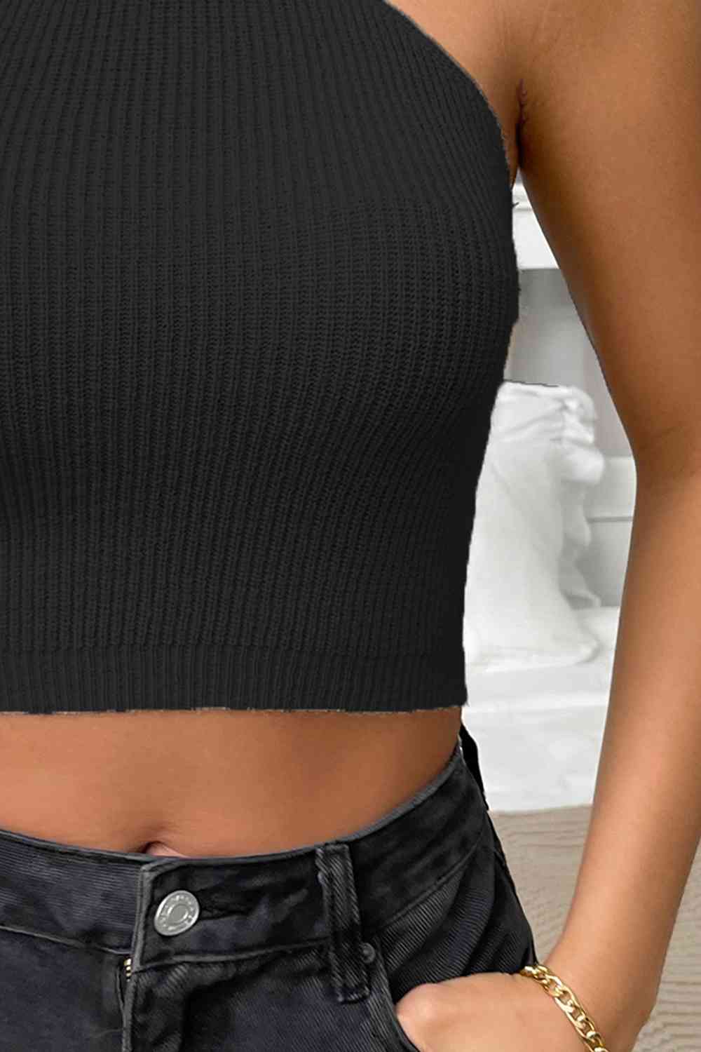 Halter Ribbed Crop Top - Global Village Kailua Boutique