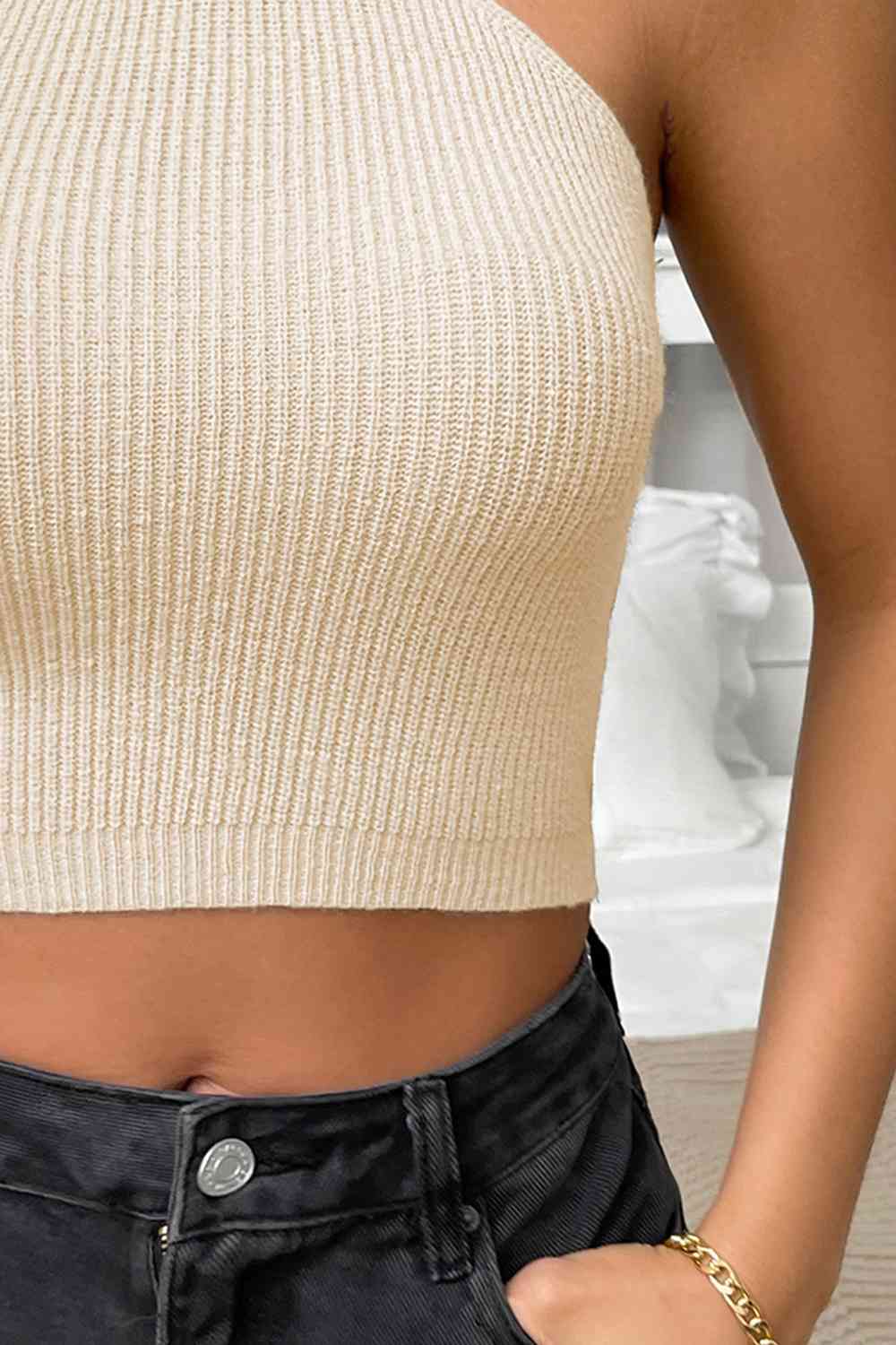 Halter Ribbed Crop Top - Global Village Kailua Boutique