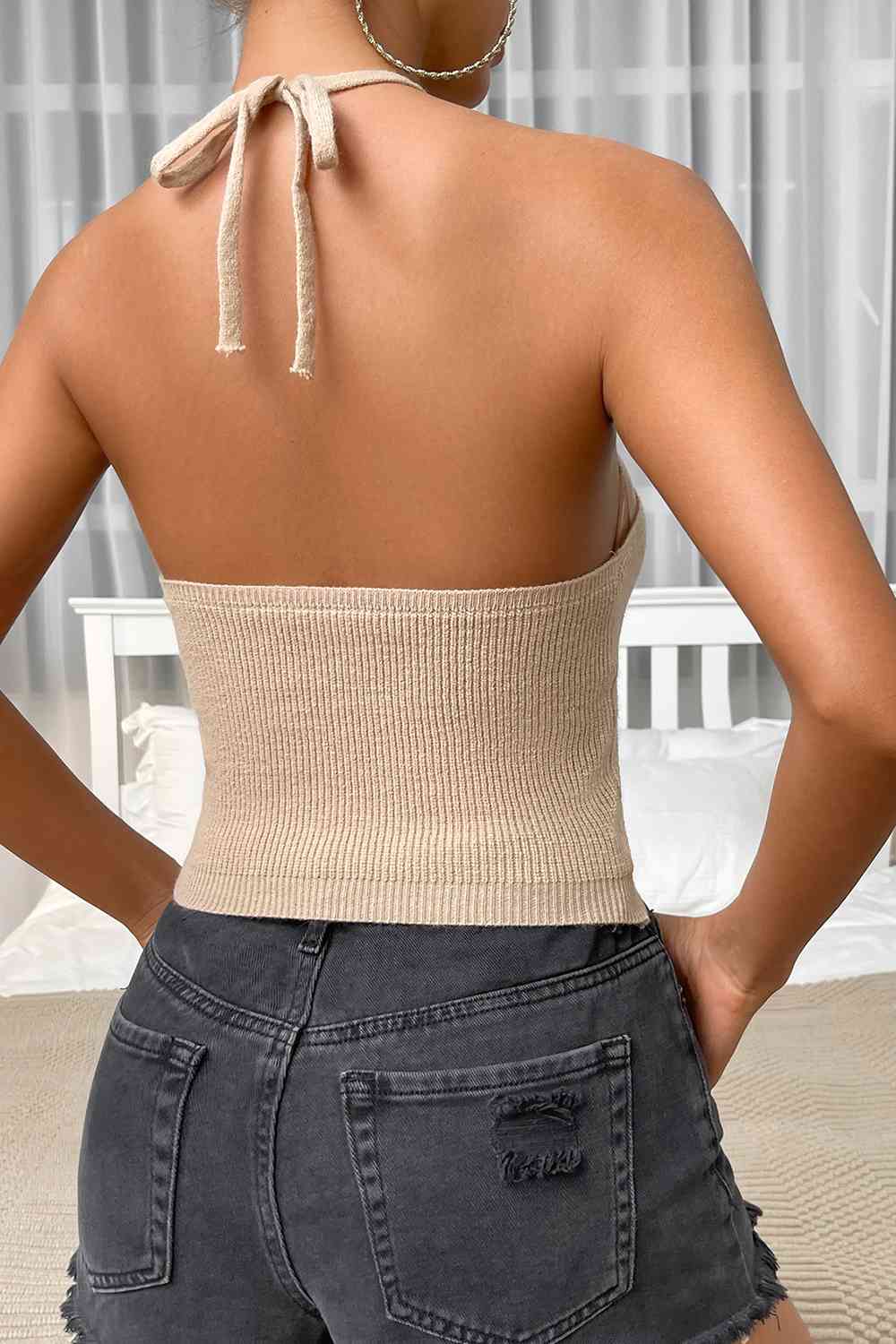 Halter Ribbed Crop Top - Global Village Kailua Boutique