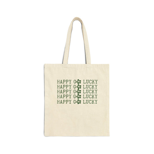 Happy Go Lucky Cotton Canvas Tote Bag - Global Village Kailua Boutique