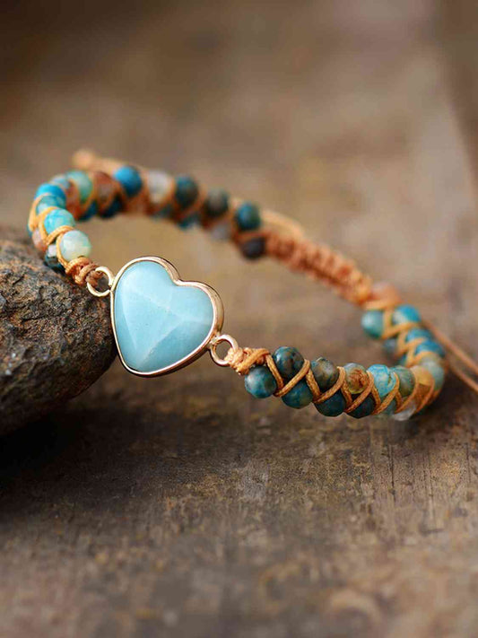 Heart Shape Gemstone Beaded Bracelet - Global Village Kailua Boutique