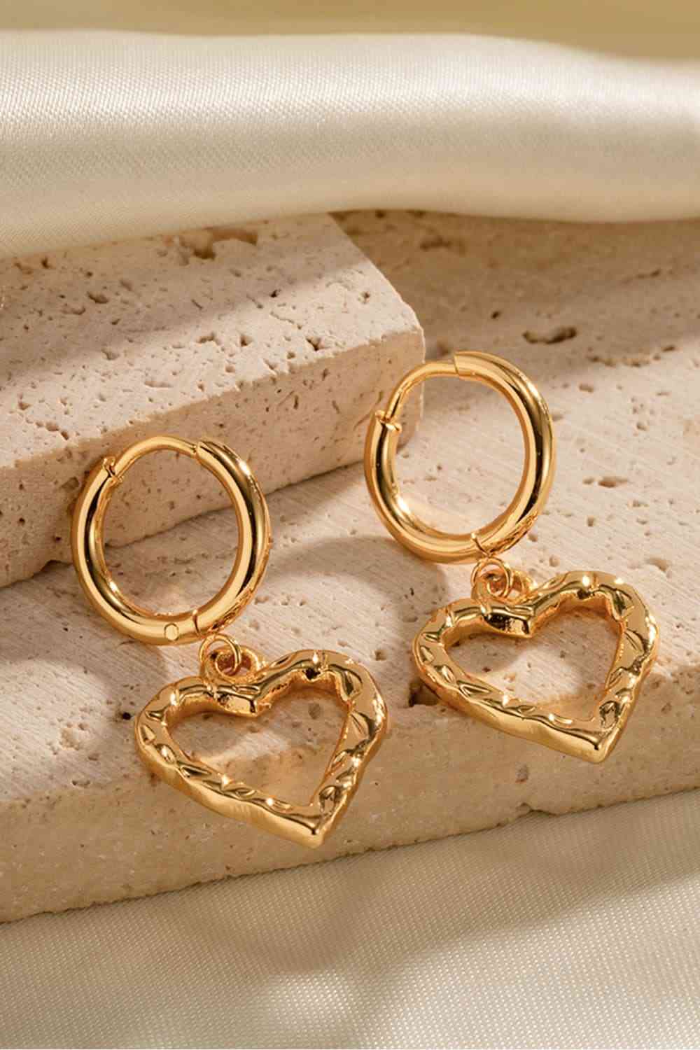 Heart Stainless Steel Drop Earrings - Global Village Kailua Boutique
