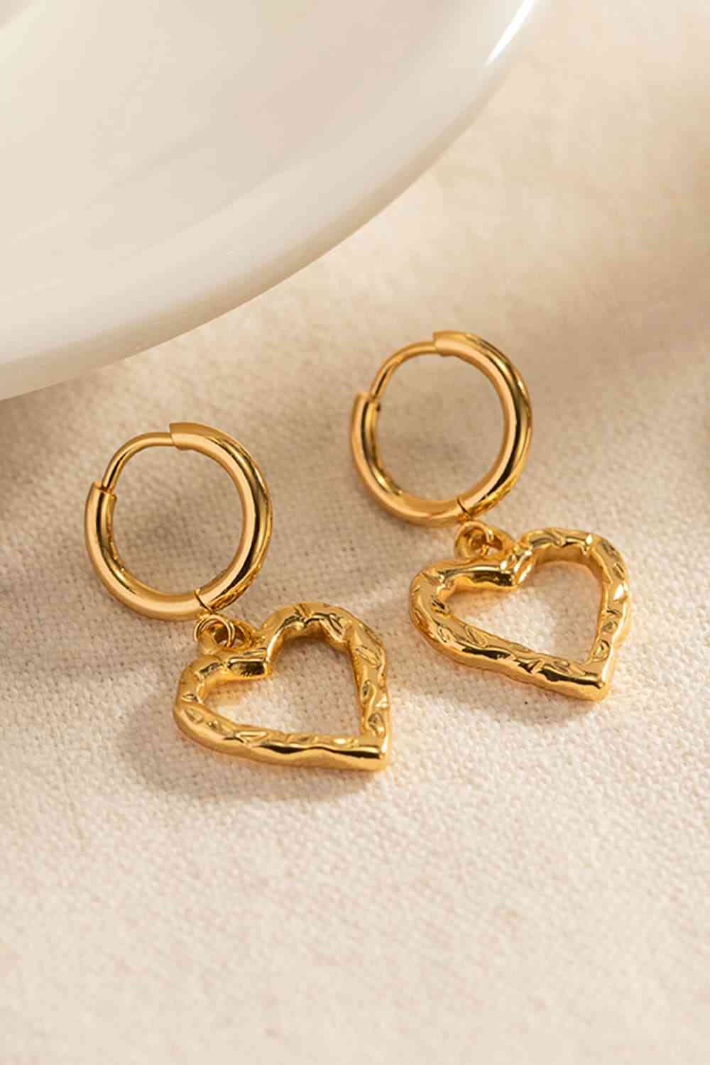 Heart Stainless Steel Drop Earrings - Global Village Kailua Boutique