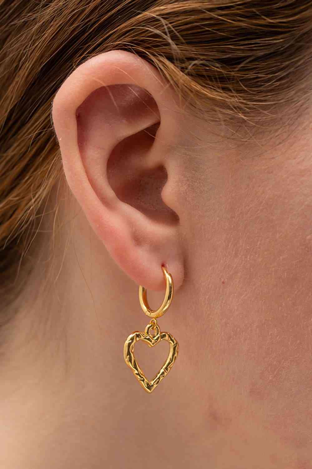 Heart Stainless Steel Drop Earrings - Global Village Kailua Boutique