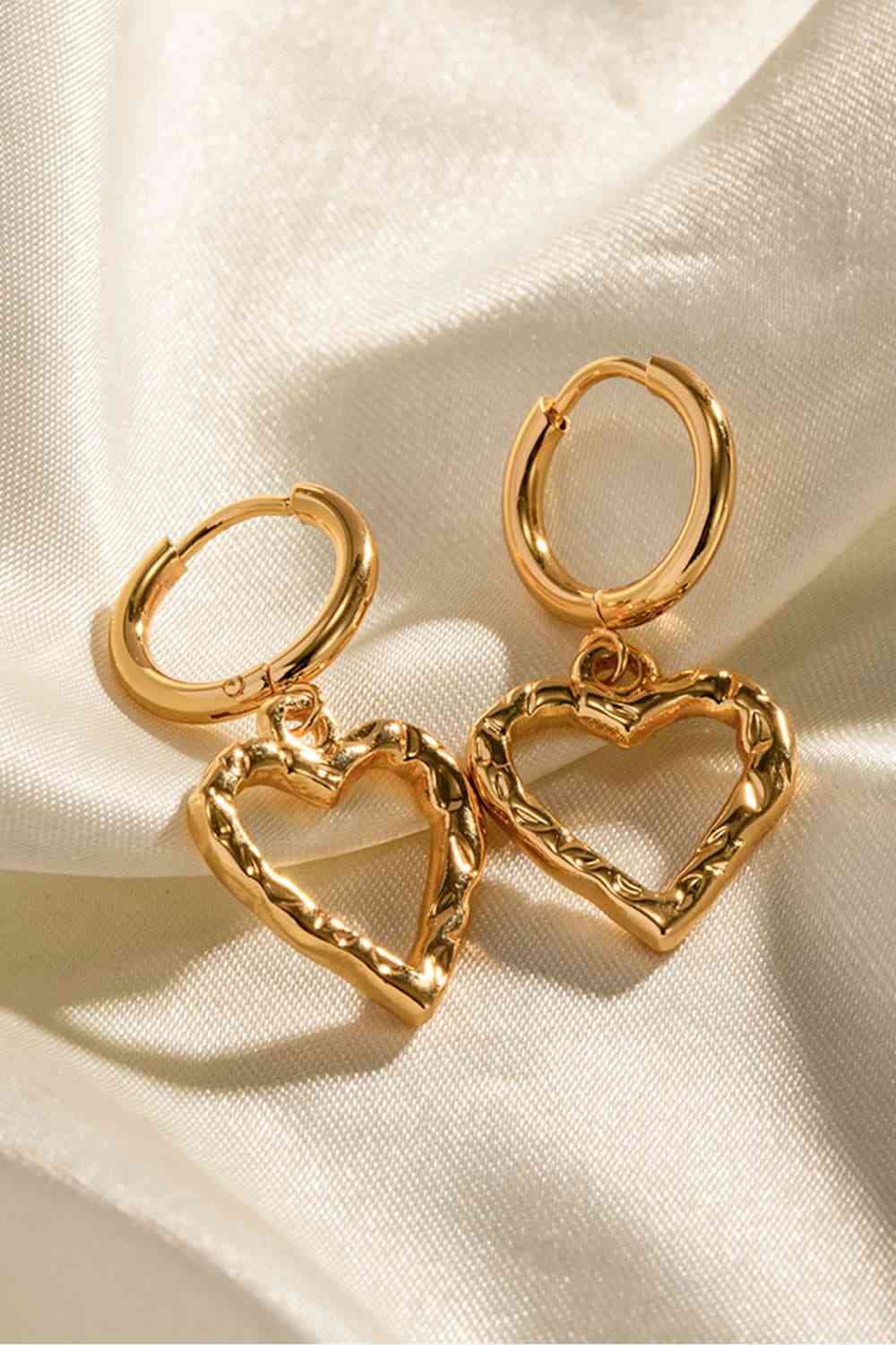 Heart Stainless Steel Drop Earrings - Global Village Kailua Boutique