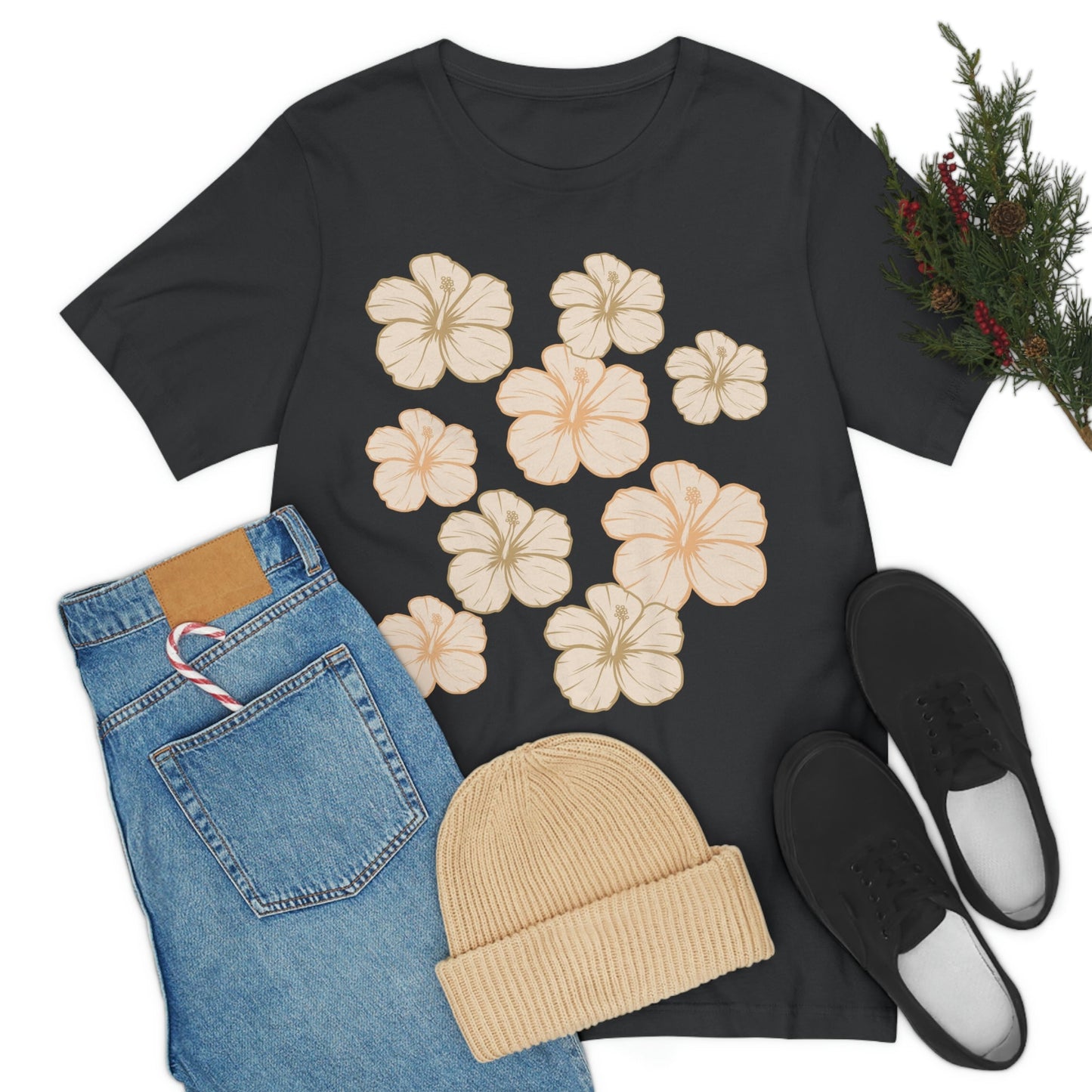 HIbiscus All Over Unisex Jersey Tee - Global Village Kailua Boutique