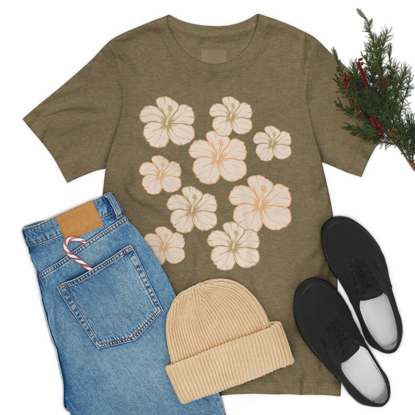HIbiscus All Over Unisex Jersey Tee - Global Village Kailua Boutique