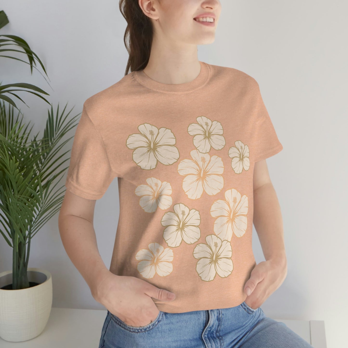 HIbiscus All Over Unisex Jersey Tee - Global Village Kailua Boutique