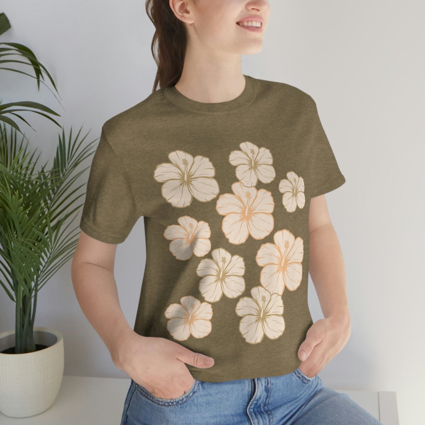 HIbiscus All Over Unisex Jersey Tee - Global Village Kailua Boutique