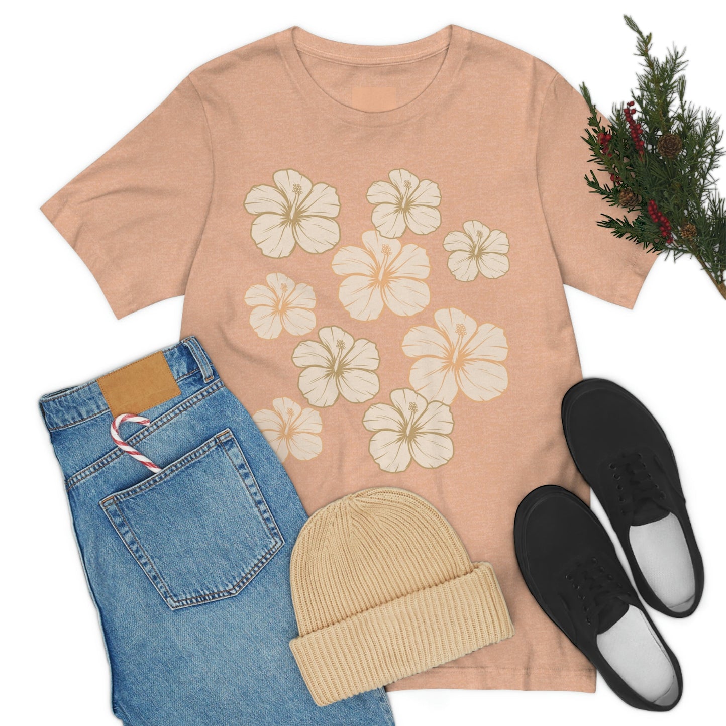 HIbiscus All Over Unisex Jersey Tee - Global Village Kailua Boutique