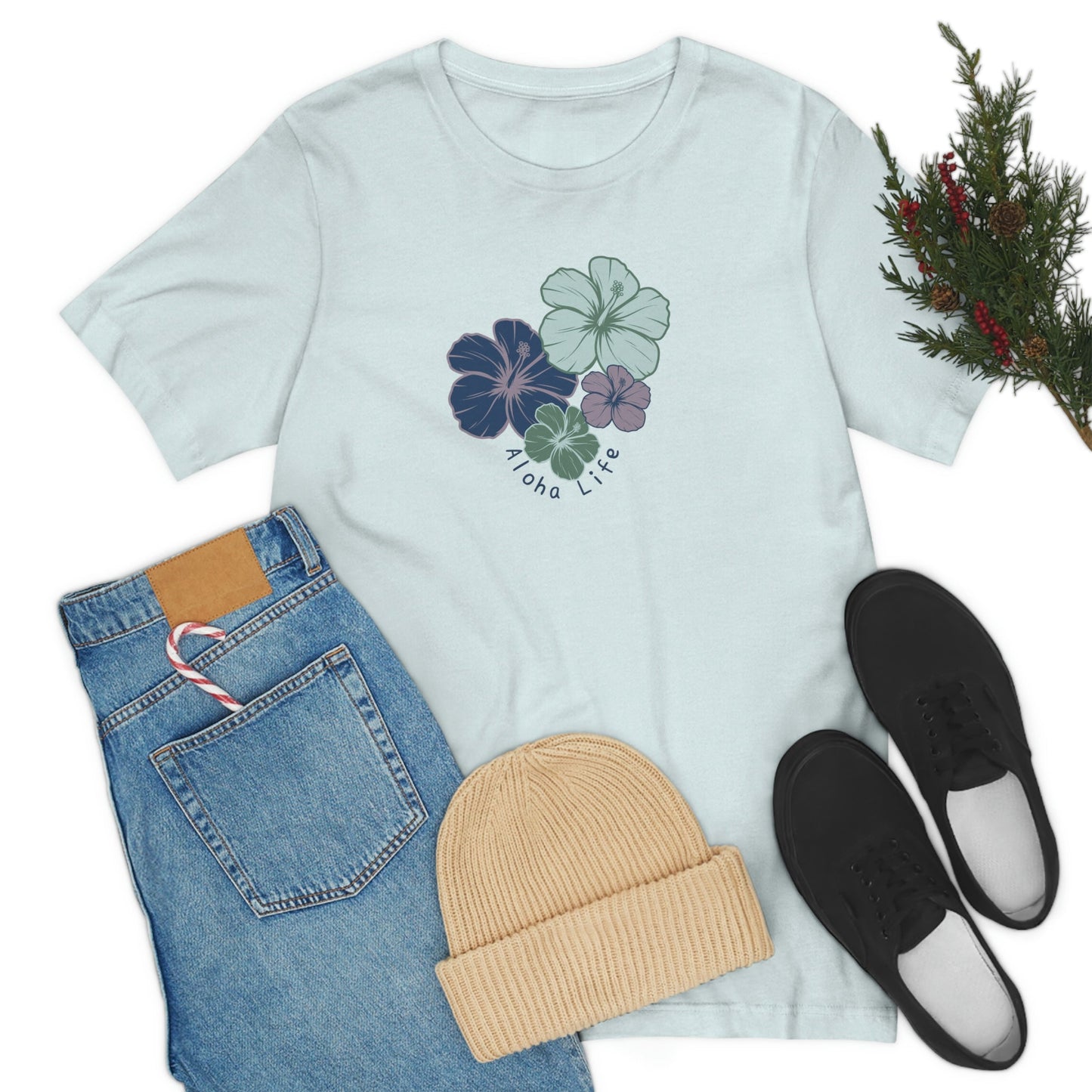 Hibiscus Cluster Unisex Jersey Tee - Global Village Kailua Boutique