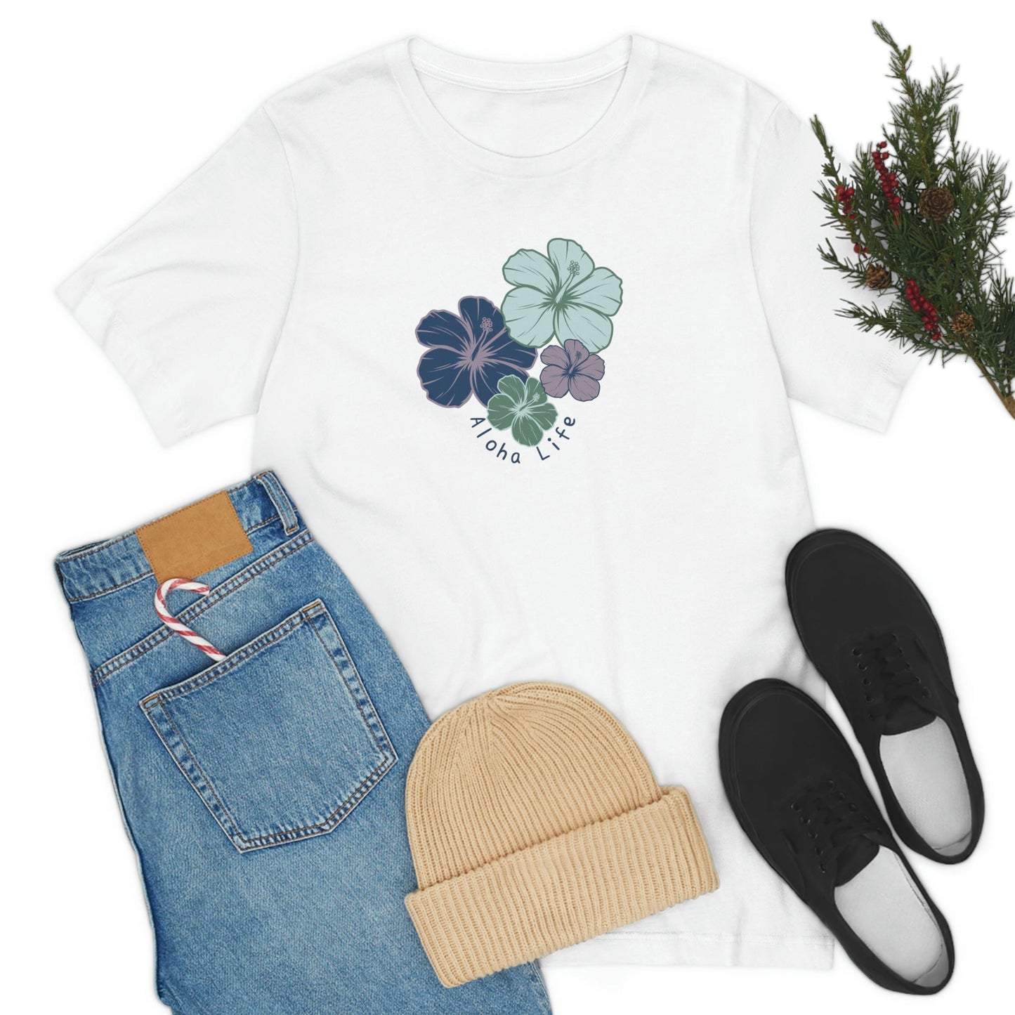 Hibiscus Cluster Unisex Jersey Tee - Global Village Kailua Boutique