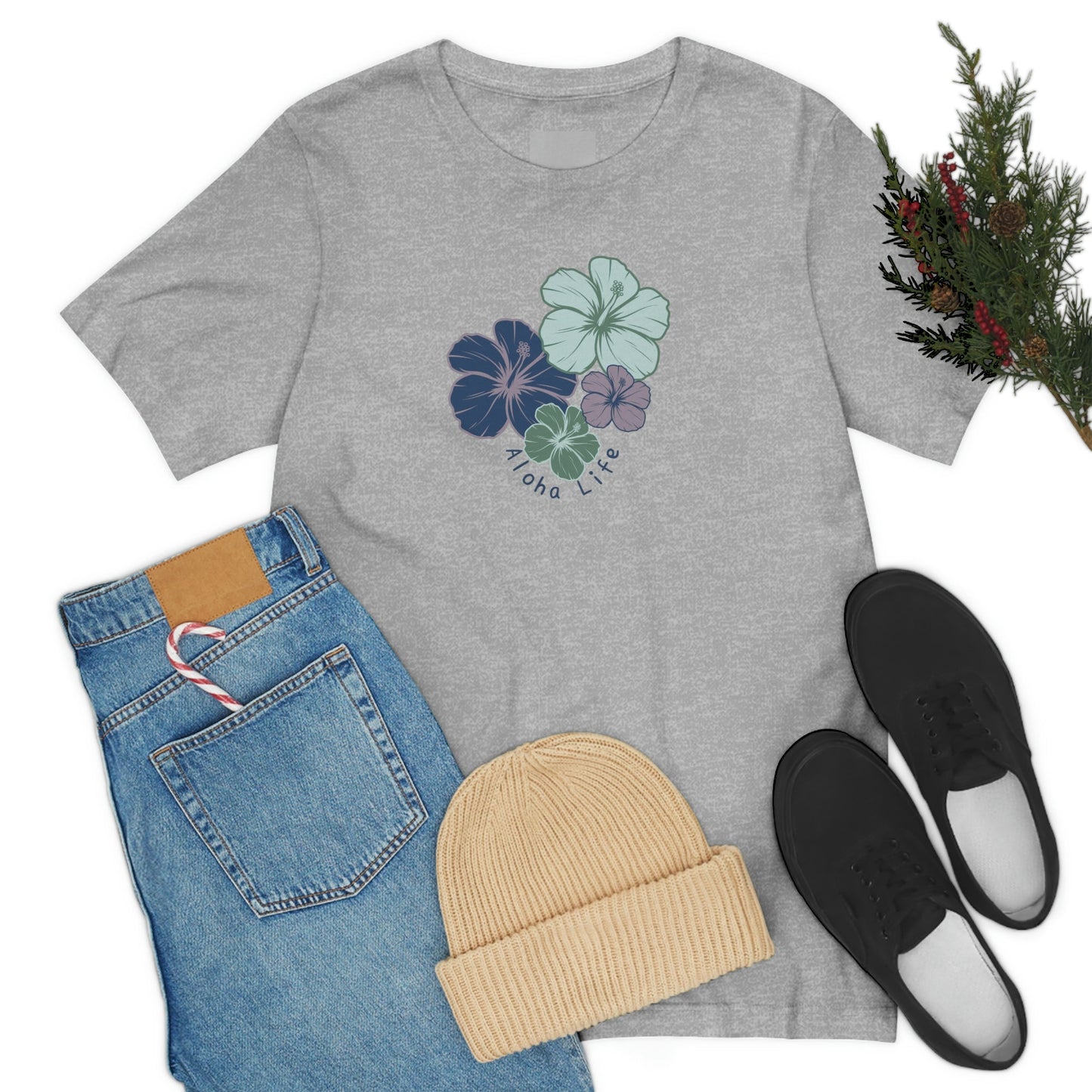 Hibiscus Cluster Unisex Jersey Tee - Global Village Kailua Boutique