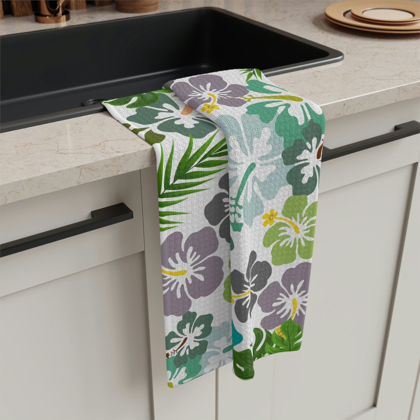 Hibiscus Spring Tea Towel - Global Village Kailua Boutique