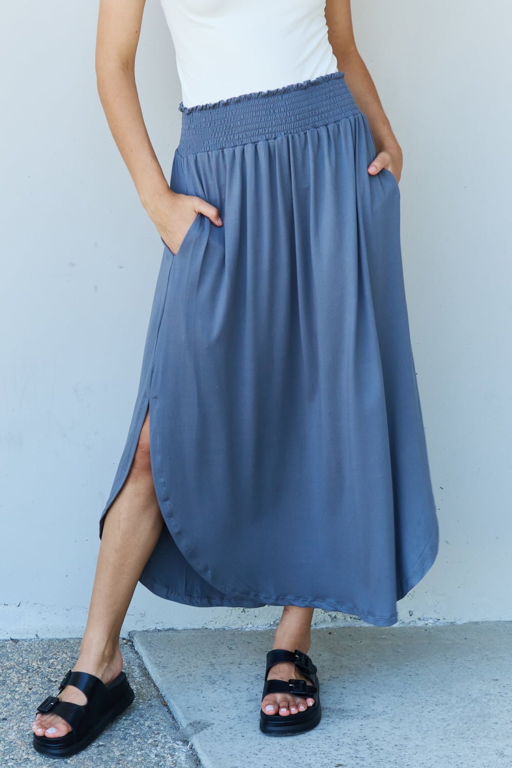 Dusty blue maxi skirt on sale