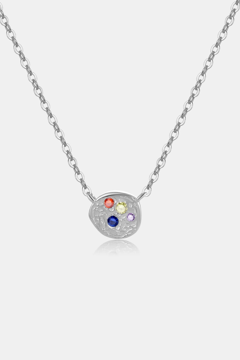 Inlaid Zircon Pendant 925 Sterling Silver Necklace - Global Village Kailua Boutique