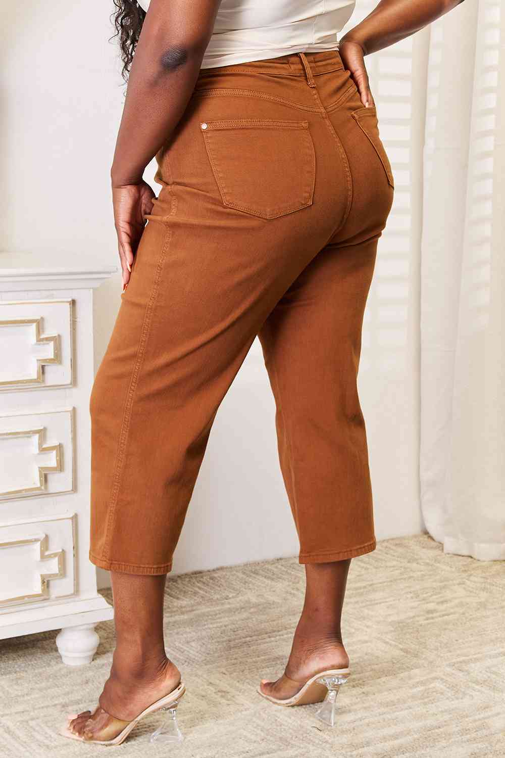 Judy Blue Tummy Control Garment Dyed Wide Crop - Global Village Kailua Boutique
