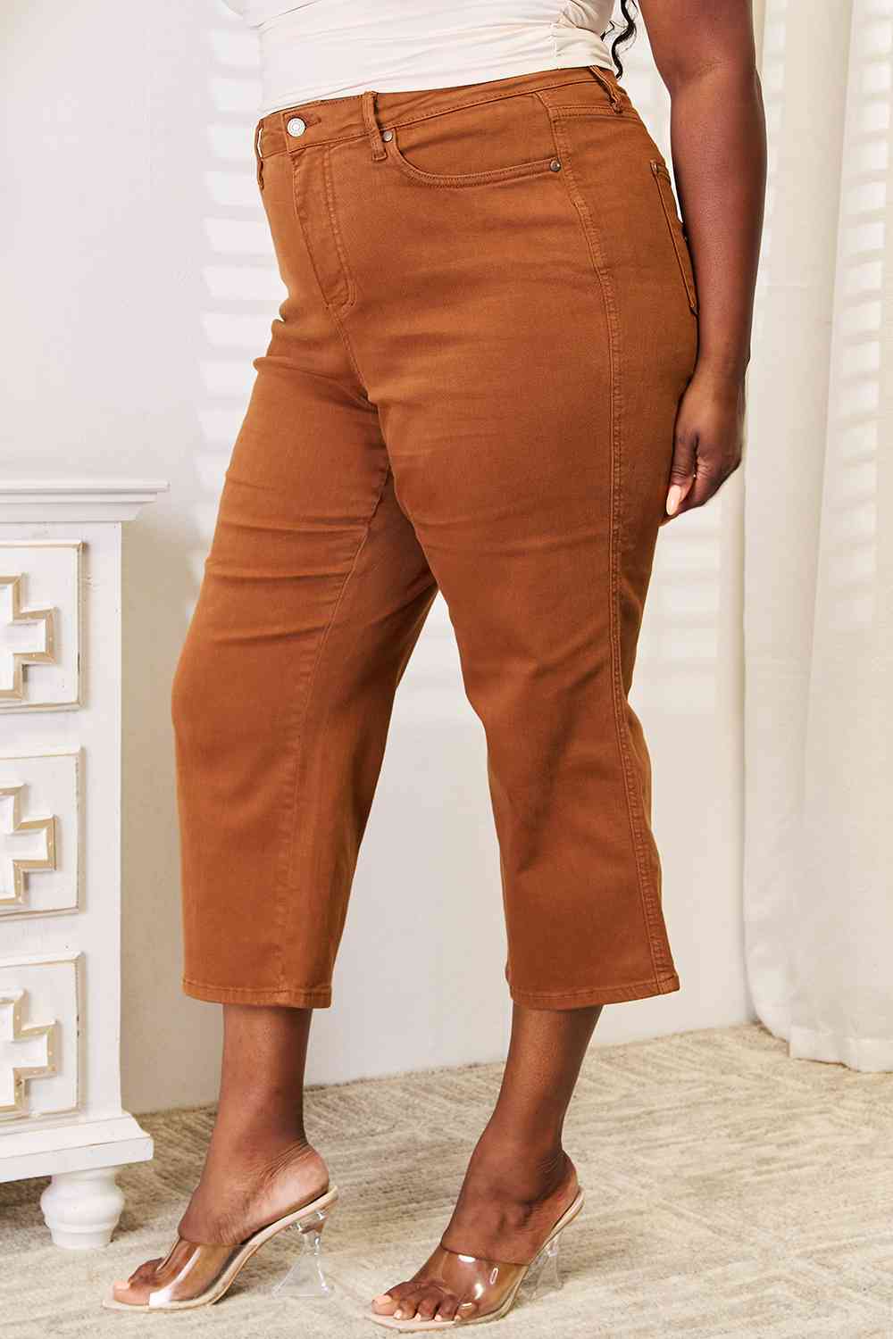 Judy Blue Tummy Control Garment Dyed Wide Crop - Global Village Kailua Boutique
