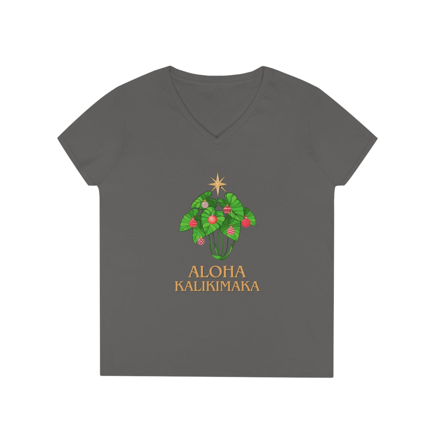 Kalo Kalikimaka Women's V Neck Tee - Global Village Kailua Boutique