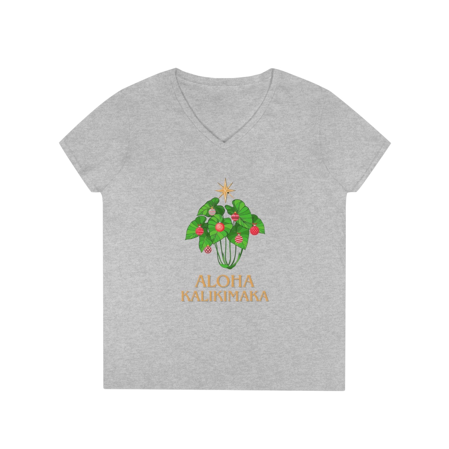 Kalo Kalikimaka Women's V Neck Tee - Global Village Kailua Boutique