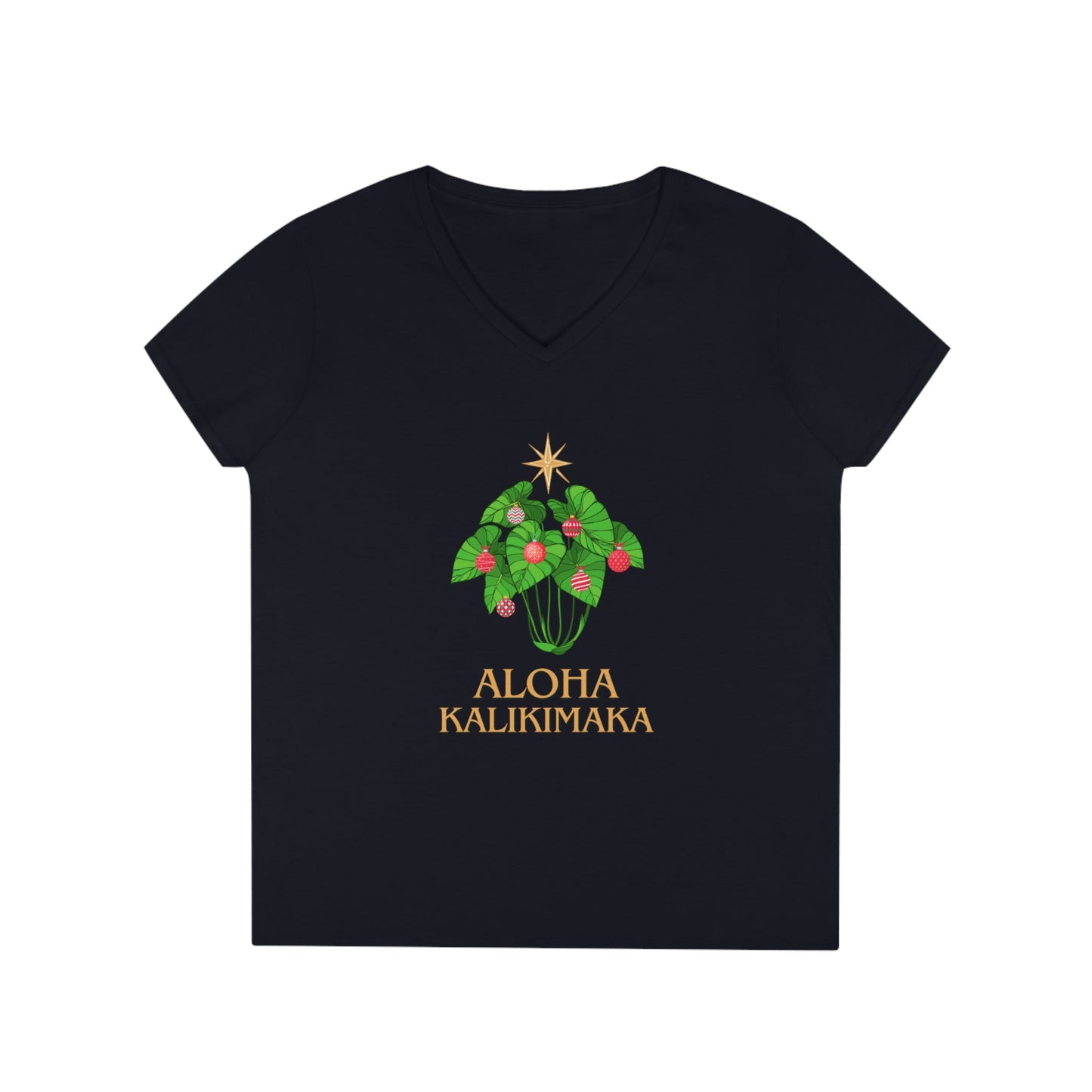 Kalo Kalikimaka Women's V Neck Tee - Global Village Kailua Boutique