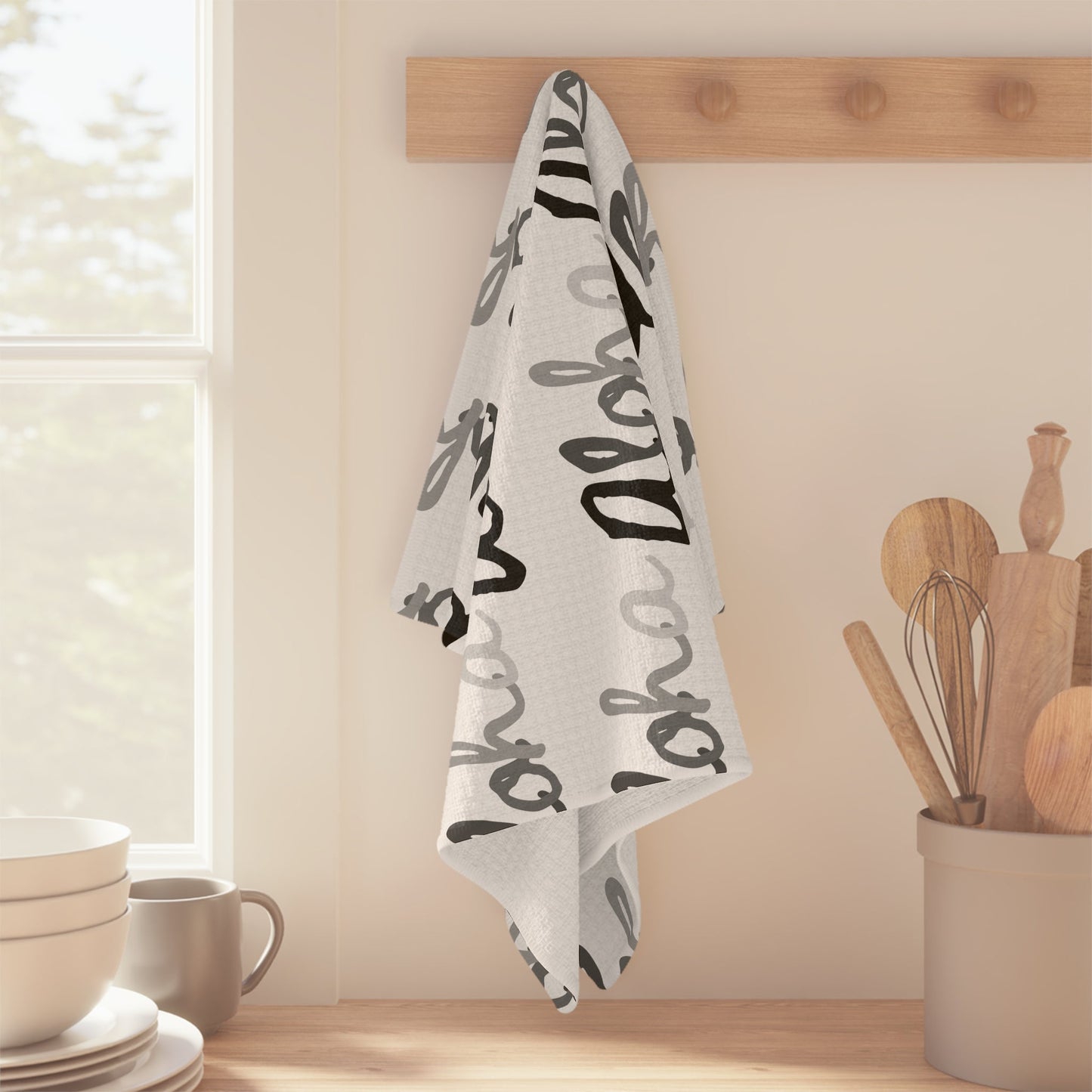 Kitchen Towel Aloha Grey Scale - Global Village Kailua Boutique